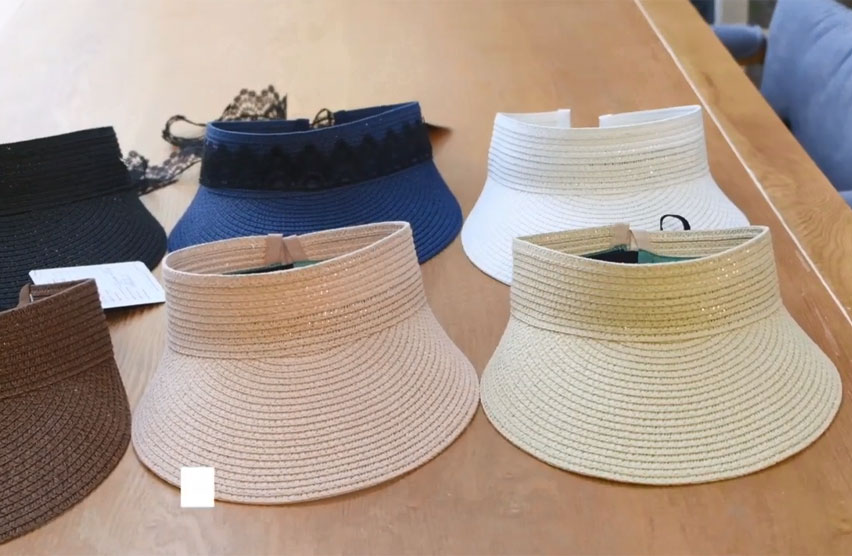 Benutzer definierte Frauen UV-Schutz Sommer Sonne Stroh Visier Hut Kappen