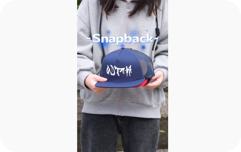Display Video von benutzer definierten 5 Panel Black Mesh zurück Snapback Hüte Caps